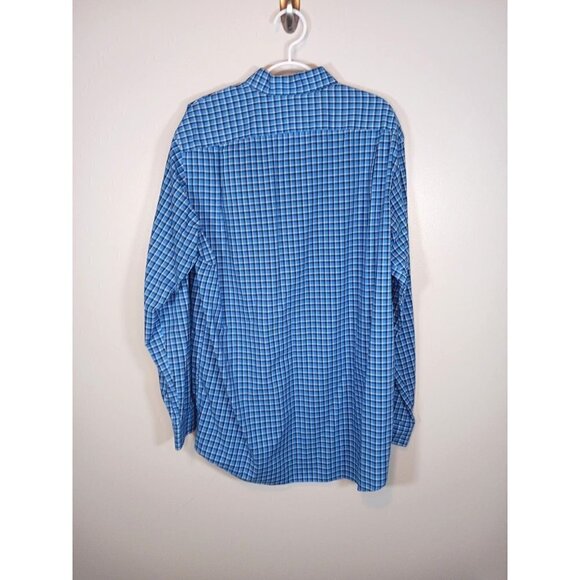 L.L.Bean Mens‎ Long Sleeve Button Down Plaid Shirt Blue Checkered Size M Tall - Picture 2 of 4